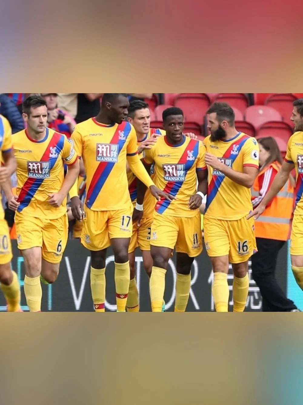 Macron Authentic Crystal Palace 2016/2017 England Soccer Yellow Shorts Men’s M